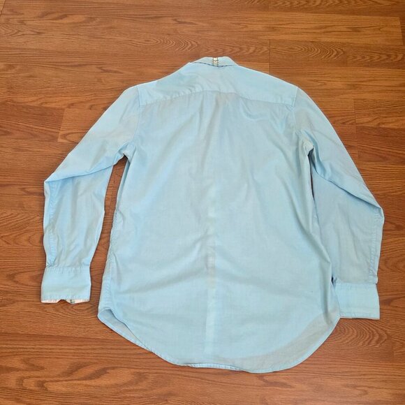 Robert Graham Shirt Men's Small Aqua Blue Long Sleeve Flip Cuff Button Up - Picture 9 of 13